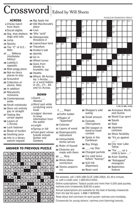 crossword puzzle ny times today printable
